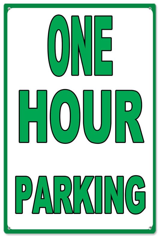 One Hour Parking Warning Vintage Style Metal Sign 12 × 18