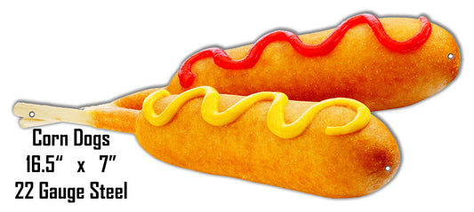 Corn Dogs Vintage Style Metal Sign 7 × 16