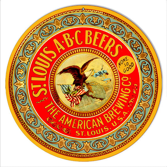 ABC Beers Bar Vintage Style Metal Sign 14 x 14