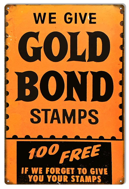 Gold Bond Stamps 100 Free Money 12×18
