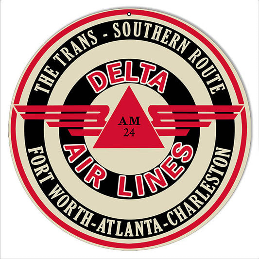 Delta Airlines Southern Route Vintage Style Metal Sign 14 × 14