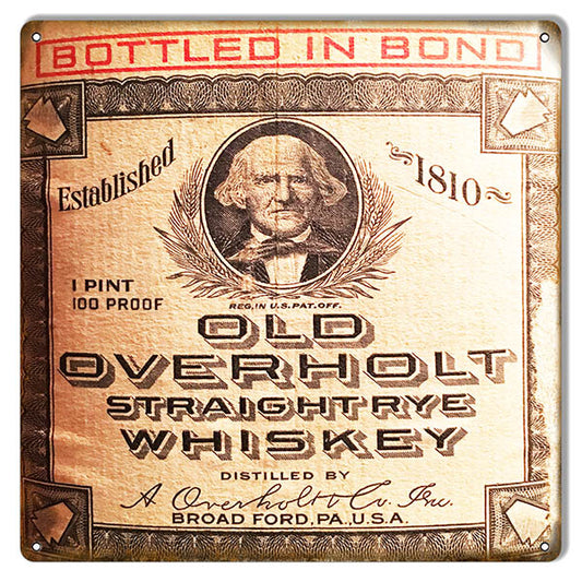 Old Overholt Whiskey Bar Vintage Style Metal Sign 12 × 12