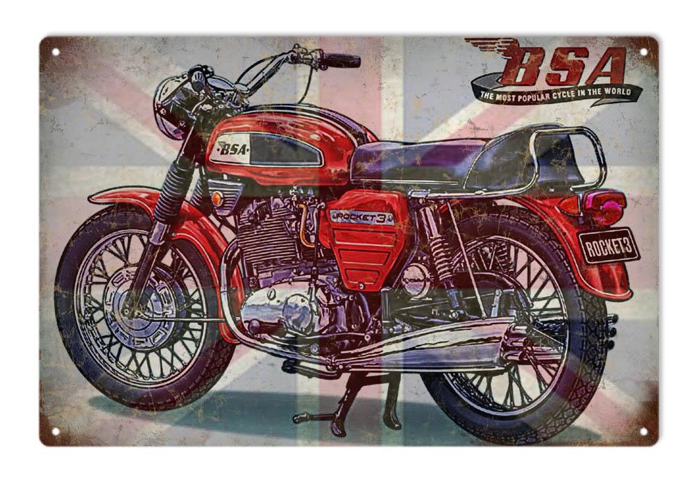 BSA Classic British Motorcycle Rocket 3 12x18