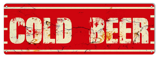 Cold Beer Bar Vintage Style Metal Sign 8 × 24