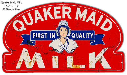 Quaker Maid Milk Vintage Style Metal Sign 10 × 17