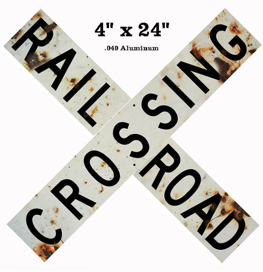 Cross buck Railroad Vintage Style Metal Sign 4 × 24