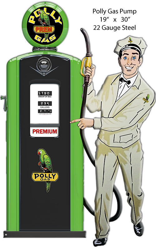 Polly Premium Gas Pump Vintage Style Metal Sign 19 × 30