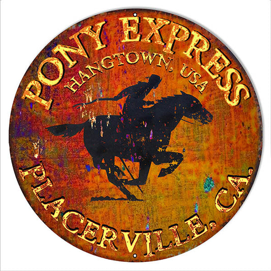 Pony Express Vintage Style Metal Sign 14 × 14