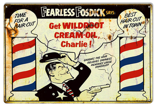 Wildroot Cream Oil Vintage Style Metal Sign 12 × 18
