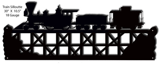 Train Silhouette Vintage Style Metal Sign 10 x 30