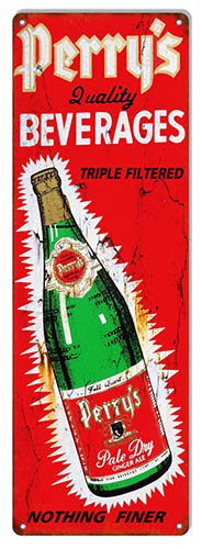 Perrys Beverages Vintage Style Metal Sign 6 × 18