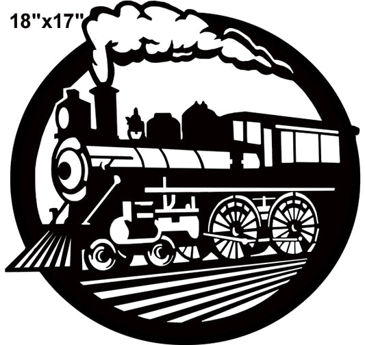 Train Silhouette Vintage Style Metal Sign 17 × 18