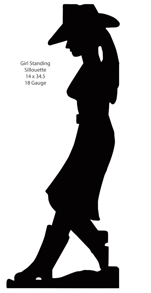 Cowgirl Standing Silhouette Vintage Style Metal Sign 14 × 34