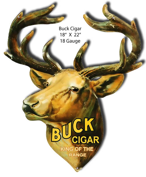 Buck Cigar Vintage Style Metal Sign 18 × 22