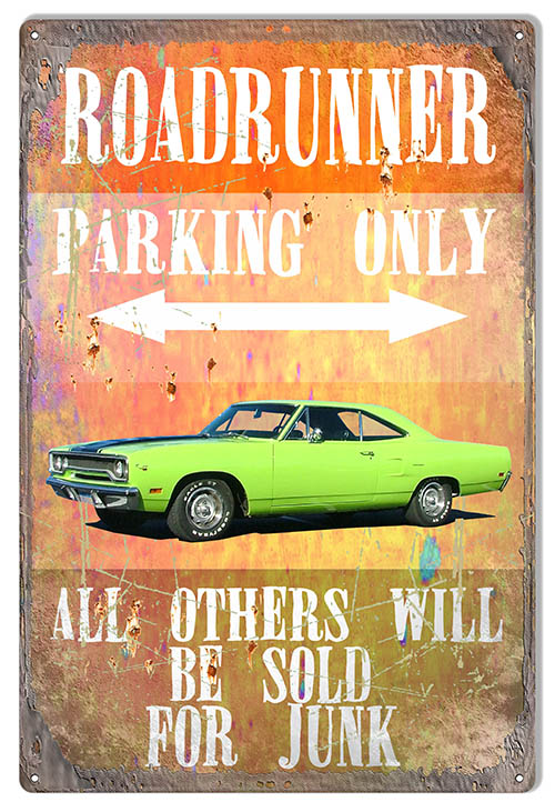 Roadrunner Parking Vintage Style Metal Sign 12 × 18