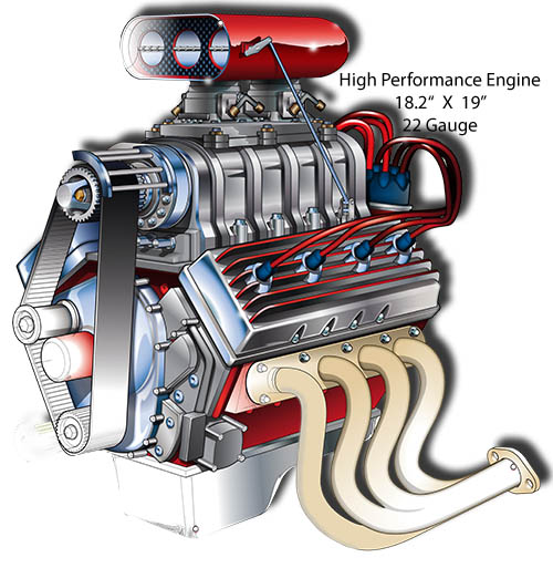 Engine High Performance Vintage Style Metal Sign 18 × 19