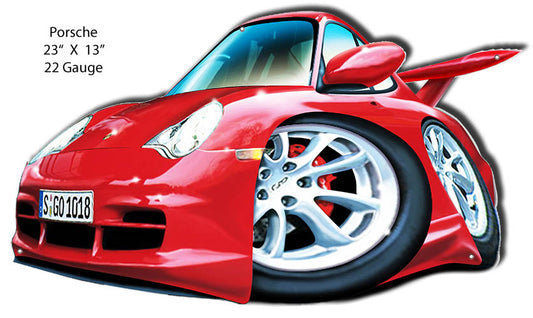 Porsche Red Vintage Style Metal Sign 13 × 23