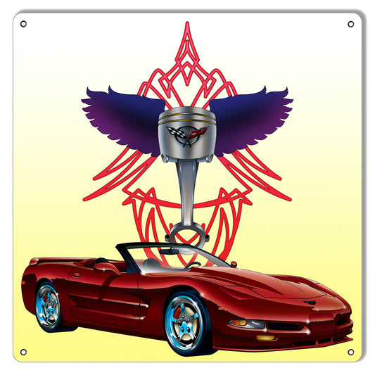 Corvette Vintage Style Metal Sign 12 x 12