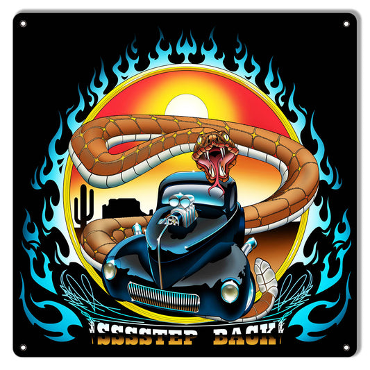 SSSStep Back Hot Rod Vintage Style Metal Sign 12 × 12