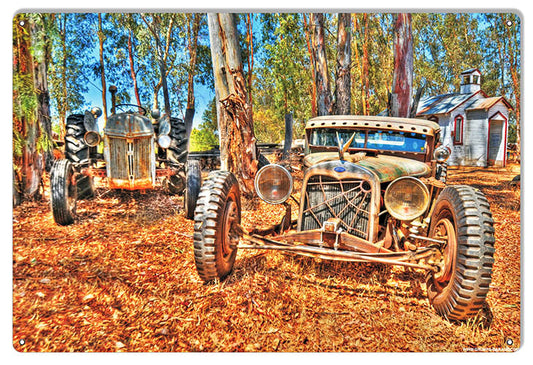 Country Cars Vintage Style Metal Sign 12 × 18