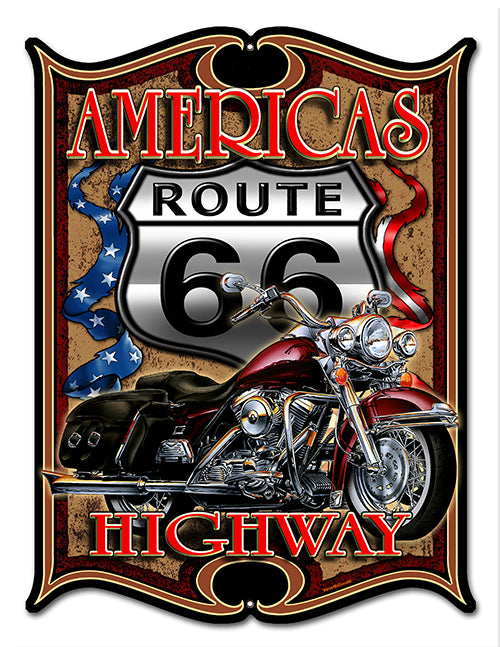 Interstate Route 66 Americas Highway Motorcycle 14×18