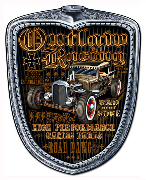 Hot Rod Outlaw Racing Vintage Style Metal Sign 19 × 24