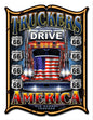 Truckers Route 66 America Flag Truck Drivers 14×18