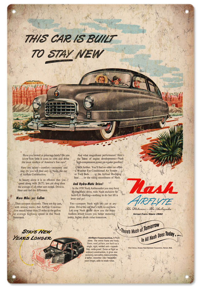 Nash This Car Is Built To Stay Airflyte 12x18