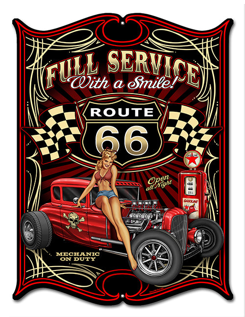 Route 66 Pinup Vintage Style Metal Sign 14 x 18