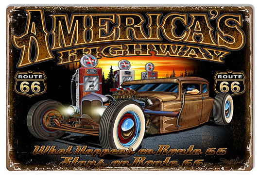 Route 66 Vintage Style Metal Sign 12 x 18