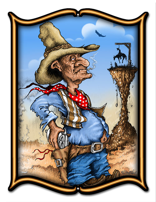 Cool Old Cowboy In The Desert Art 14×18