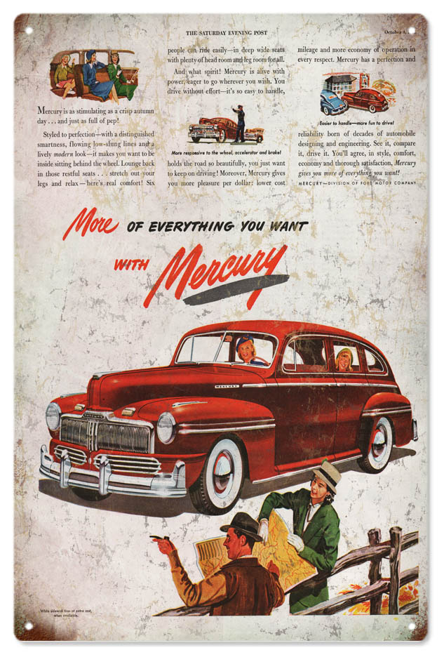 The Saturday Evening Post Mercury Car 12x18