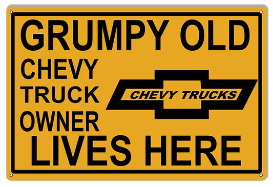 Chevy Truck Grumpy Old Owner Parking Vintage Style Metal Sign 12 × 18