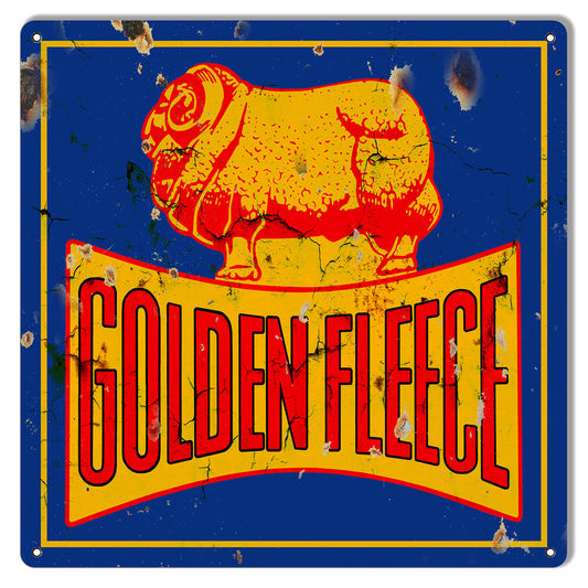Golden Fleece Motor Oil And Gas Vintage Style Metal Sign 12 × 12