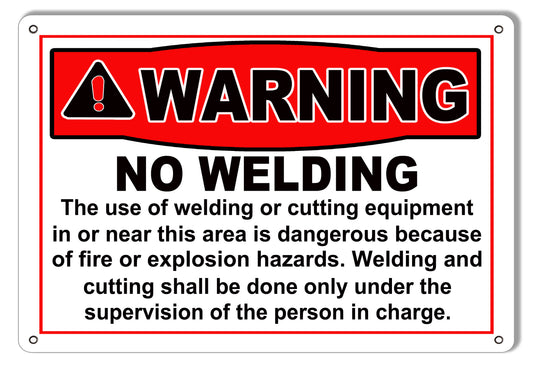 Warning No Welding Industrial Vintage Style Metal Sign 9 × 12