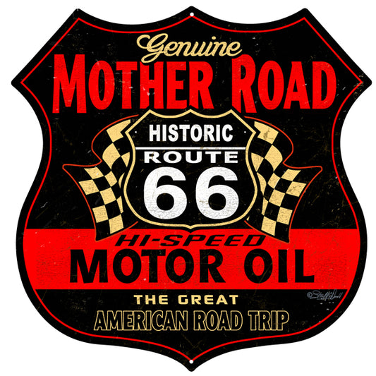 Mother Road Motor Oil Vintage Style Metal Sign 15 × 15