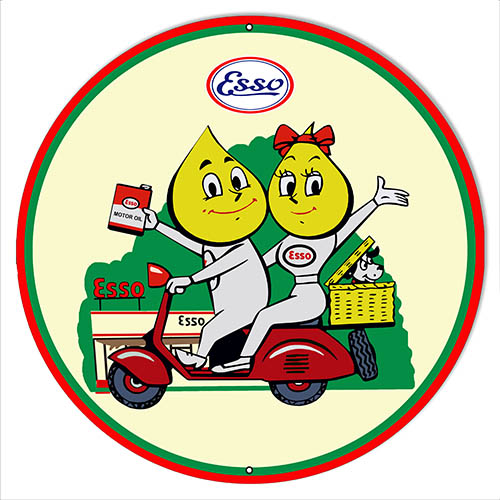 ESSO Motor Scooter Motor Oil Vintage Style Metal Sign 14 × 14