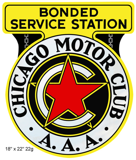 Chicago Motor Club Gas Station Vintage Style Metal Sign 18 × 22