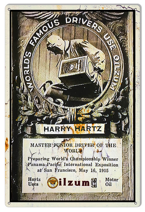 Oilzum Harry Hartz Junior Driver Motor Oil Vintage Style Metal Sign 12 × 18
