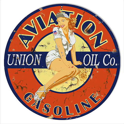 Aviation Pin Up Girl Motor Oil 18x18