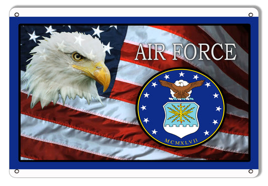 Air Force Flag Military Vintage Style Metal Sign 9 × 12