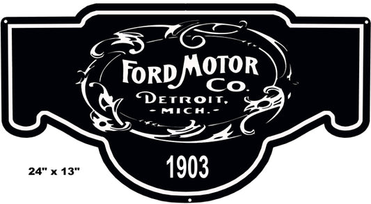 Ford Motors Black 1903 Vintage Style Metal Sign 24 x 24