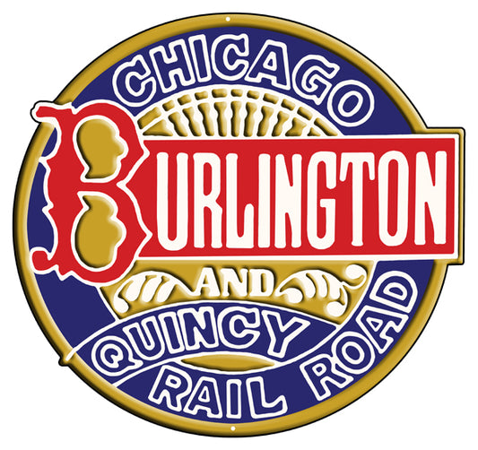 Chicago Burlington Railroad Vintage Style Metal Sign 14 x 14