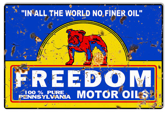 Freedom Motor Oils Gas Station Vintage Style Metal Sign 16 x 24