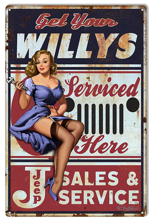 Jeep Willys Pin Up Girl 12″x18″