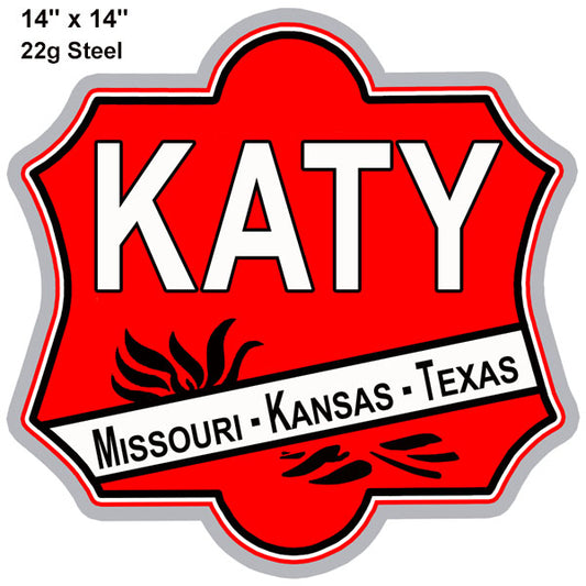 Katy MKT Railroad Vintage Style Metal Sign 14 × 14