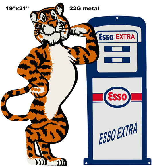 ESSO Extra Tiger Motor Oil Vintage Style Metal Sign 19 x 21