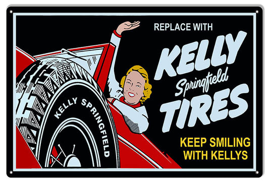 Kelly Tires Gas Station Vintage Style Metal Sign 12 x 18