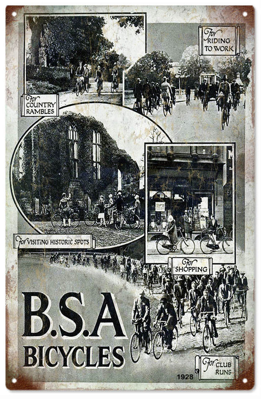 BSA Bicycle Country Vintage Style Metal Sign 8 × 14