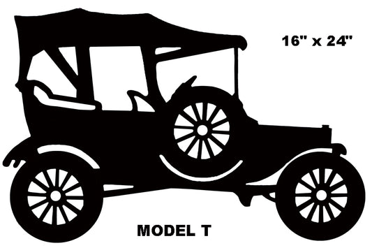 Ford Model T Hot Rod Silhouette Vintage Style Metal Sign 16 x 24
